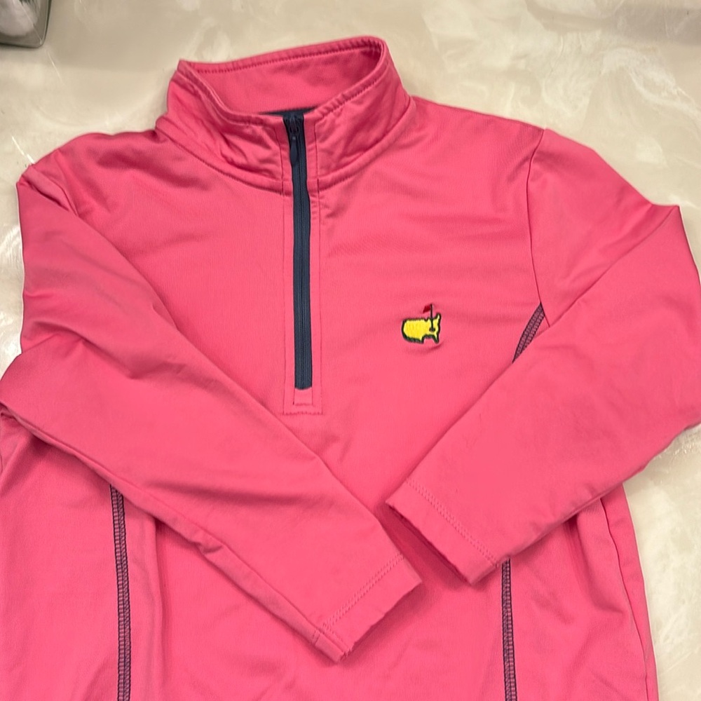 Masters Pink Quarter-Zip Pullover with Yellow Logo